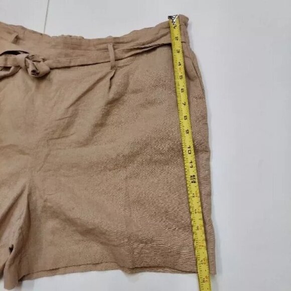 Bar III Women's High Rise Linen Tie-Waist Shorts Tan Brown Barley Field Size XXL - Picture 2 of 9